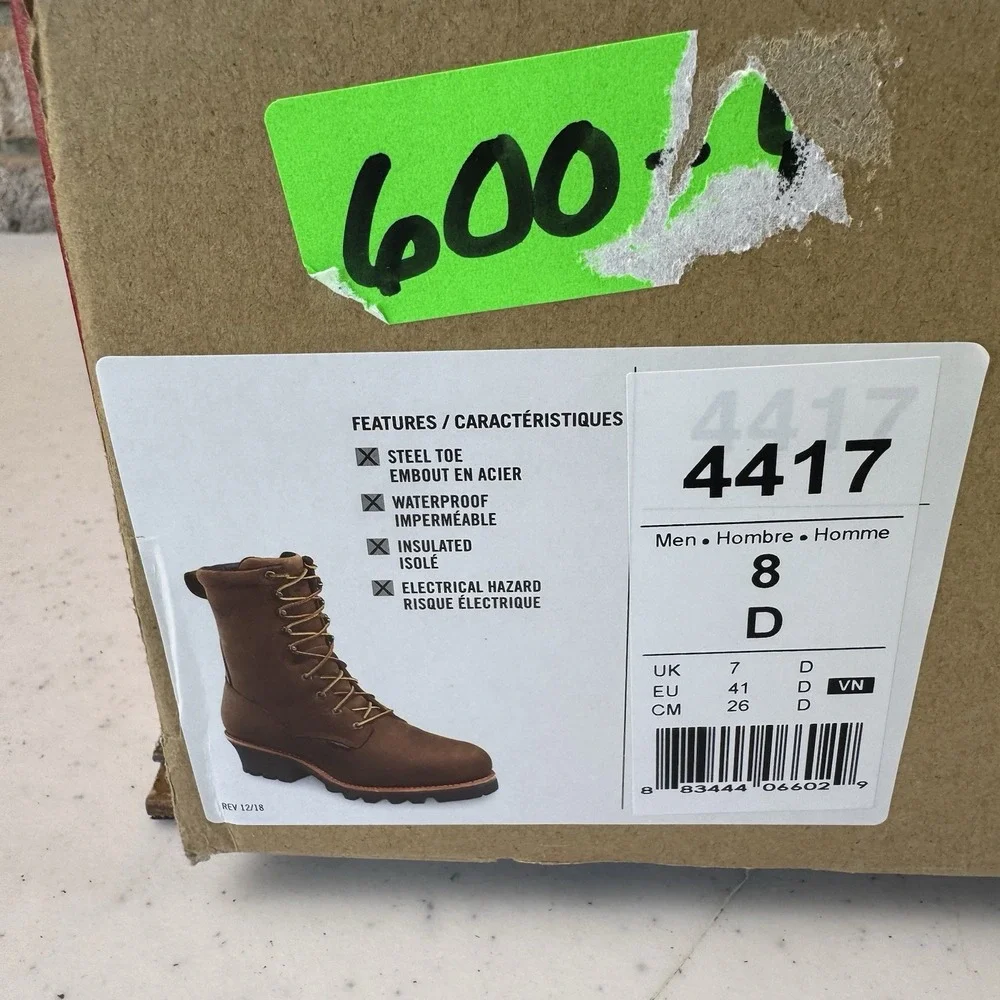 Red Wing Shoes 4417 LoggerMax Leather Work Boots Steel Toe Brown Sz 8D
